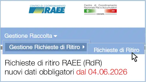 Richieste di ritiro RAEE (RdR): nuovi dati obbligatori da inserire dal 4 giugno 2026
